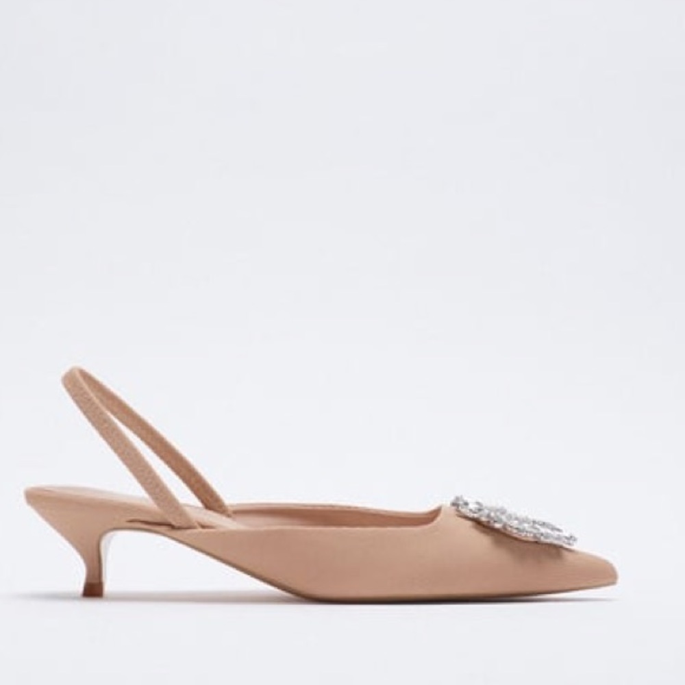 ZARA Jewel Trim Kitten Heels - Picture 4 of 6